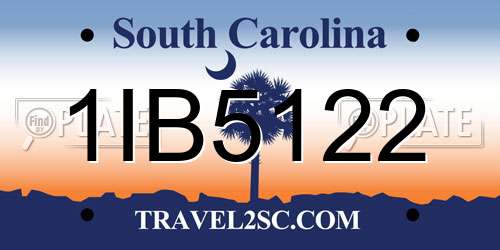 1IB5122 South Carolina License Plate