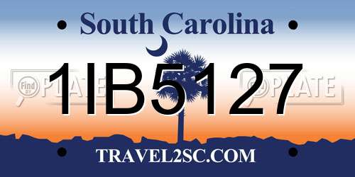 1IB5127 South Carolina License Plate