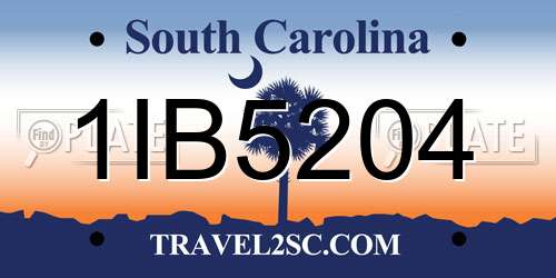 1IB5204 South Carolina License Plate