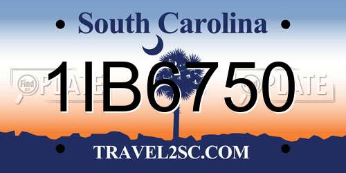 1IB6750 South Carolina License Plate