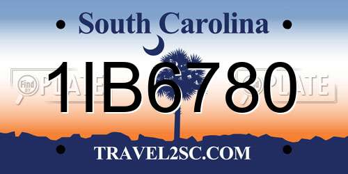 1IB6780 South Carolina License Plate