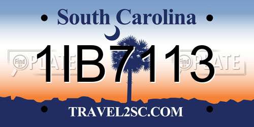 1IB7113 South Carolina License Plate