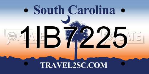 1IB7225 South Carolina License Plate