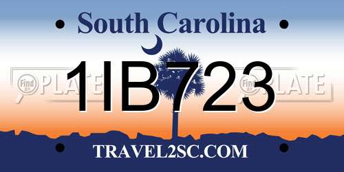 1IB723 South Carolina License Plate