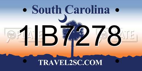 1IB7278 South Carolina License Plate