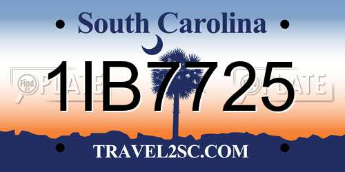 1IB7725 South Carolina License Plate