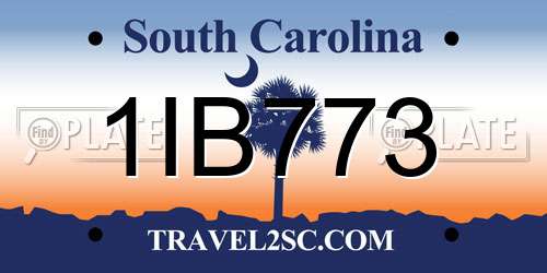 1IB773 South Carolina License Plate