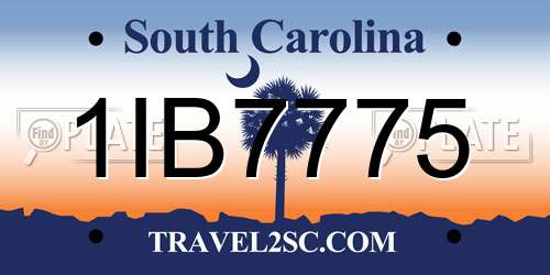 1IB7775 South Carolina License Plate