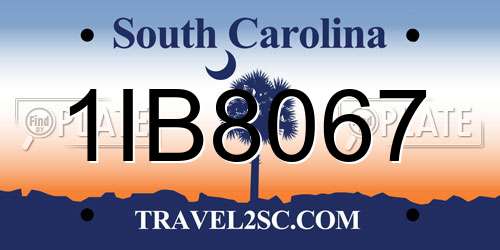 1IB8067 South Carolina License Plate