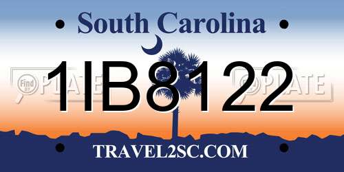 1IB8122 South Carolina License Plate