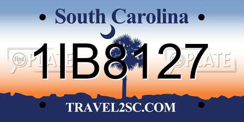1IB8127 South Carolina License Plate