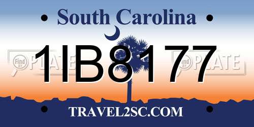 1IB8177 South Carolina License Plate