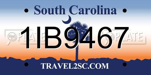 1IB9467 South Carolina License Plate
