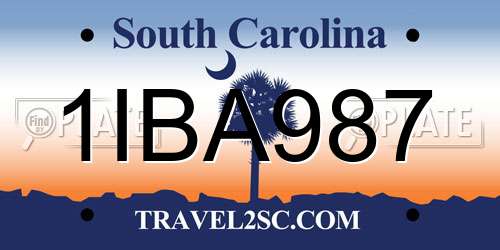1IBA987 South Carolina License Plate