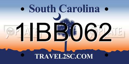 1IBB062 South Carolina License Plate