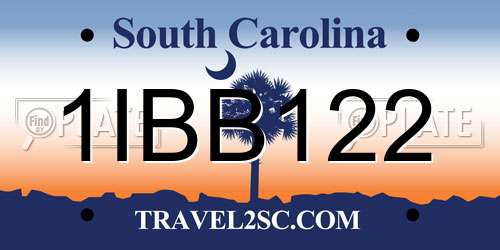 1IBB122 South Carolina License Plate