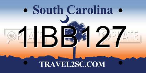 1IBB127 South Carolina License Plate