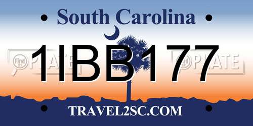 1IBB177 South Carolina License Plate