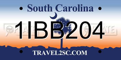 1IBB204 South Carolina License Plate