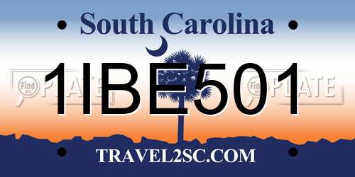 1IBE501 South Carolina License Plate