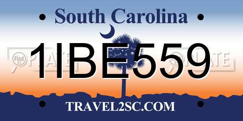 1IBE559 South Carolina License Plate