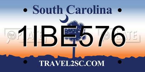 1IBE576 South Carolina License Plate