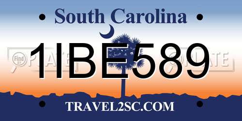 1IBE589 South Carolina License Plate