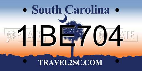 1IBE704 South Carolina License Plate