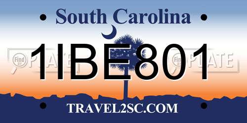 1IBE801 South Carolina License Plate
