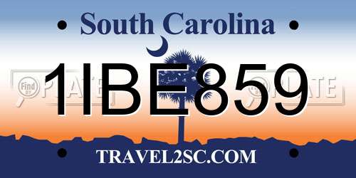 1IBE859 South Carolina License Plate