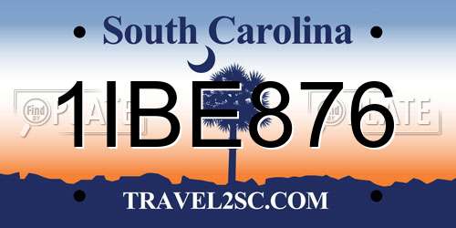1IBE876 South Carolina License Plate
