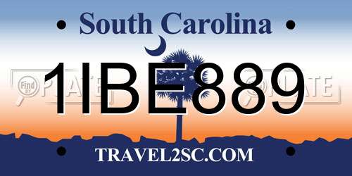 1IBE889 South Carolina License Plate