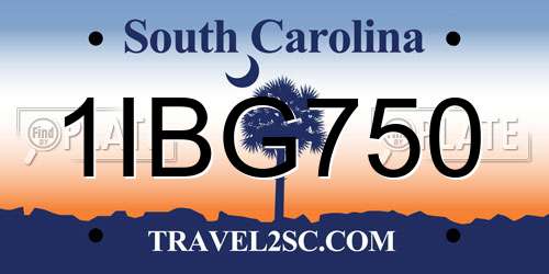1IBG750 South Carolina License Plate
