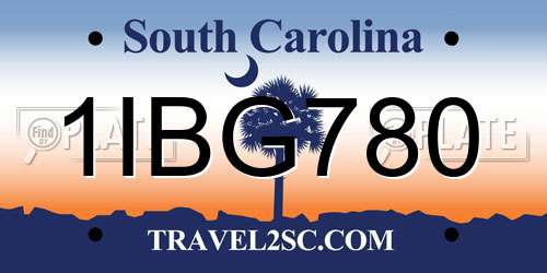 1IBG780 South Carolina License Plate