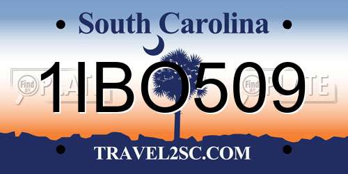 1IBO509 South Carolina License Plate