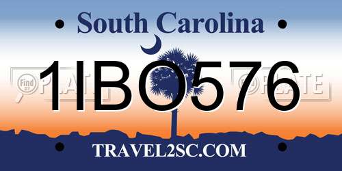 1IBO576 South Carolina License Plate