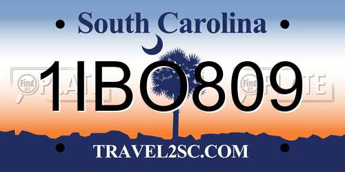 1IBO809 South Carolina License Plate