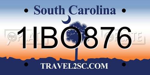 1IBO876 South Carolina License Plate
