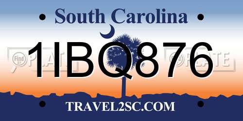 1IBQ876 South Carolina License Plate