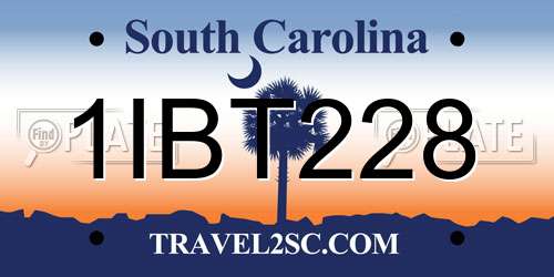 1IBT228 South Carolina License Plate
