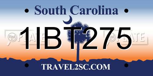 1IBT275 South Carolina License Plate
