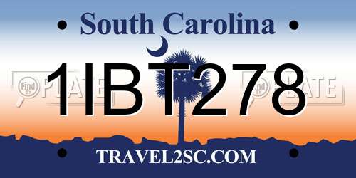 1IBT278 South Carolina License Plate