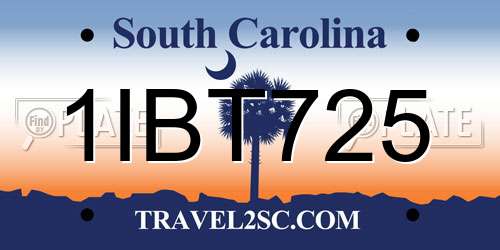1IBT725 South Carolina License Plate