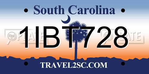 1IBT728 South Carolina License Plate