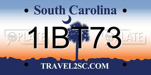 1IBT73 South Carolina License Plate