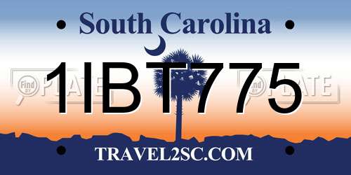 1IBT775 South Carolina License Plate