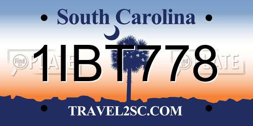 1IBT778 South Carolina License Plate