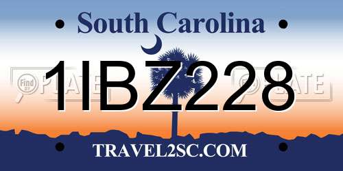 1IBZ228 South Carolina License Plate