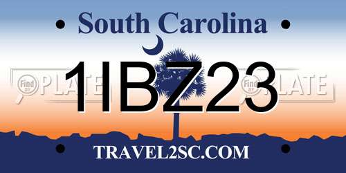 1IBZ23 South Carolina License Plate