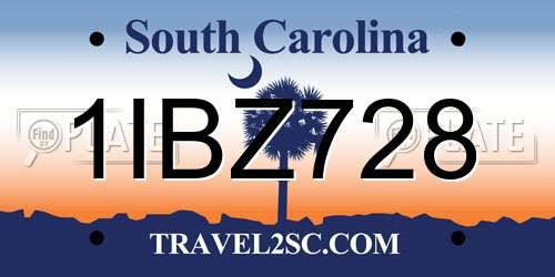 1IBZ728 South Carolina License Plate